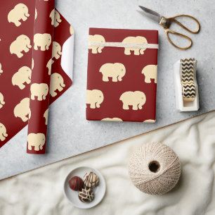 Papier Cadeau Bébé mignon Eléphant Motif rouge