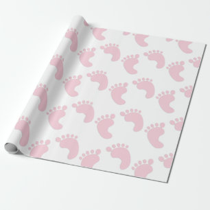 Papier Cadeau Bébé mignon Empreintes Pink Girl Thème Cadeau