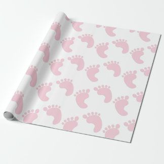 Papier Cadeau Bébé mignon Empreintes Pink Girl Thème Cadeau