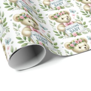 Papier Cadeau Bébé mignon filles accueil bébé