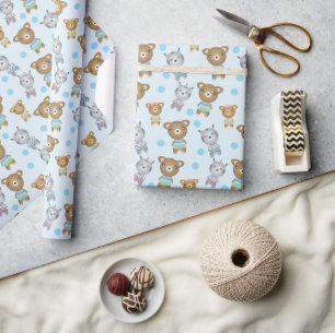 Papier Cadeau Bébé mignon Ours Et Zèbre