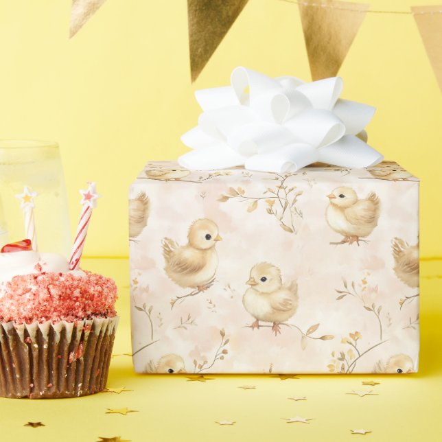 Papier Cadeau Bébé mignon Pastel Aquarelle Motif (Fête d'anniversaire)