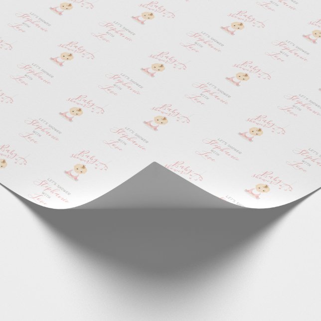 Papier Cadeau Bébé mignonne fille et son Baby shower mobile (Coin)