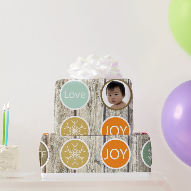 Papier Cadeau Bébé Photo Noël Joyeux PAIX JOIE (Cadeaux de fête)
