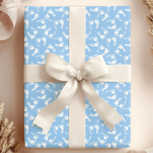 Papier Cadeau Bébé Pieds Blancs Sur Fond Bleu Baby Shower