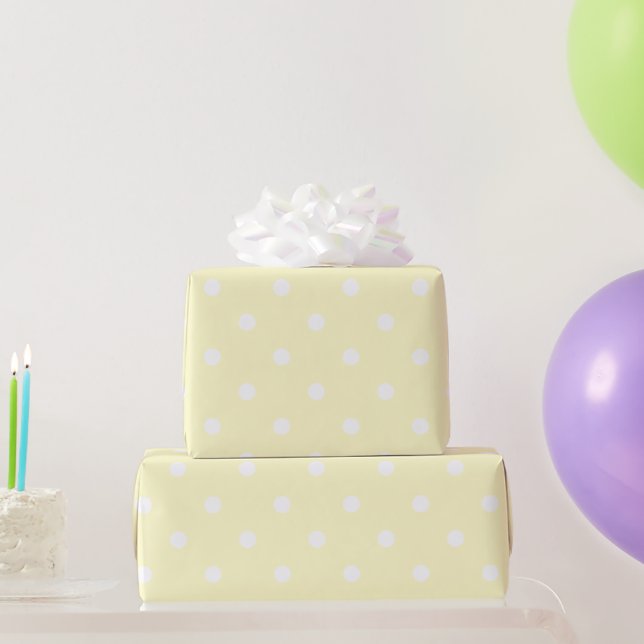Papier Cadeau Bébé Pois jaunes (Cadeaux de fête)
