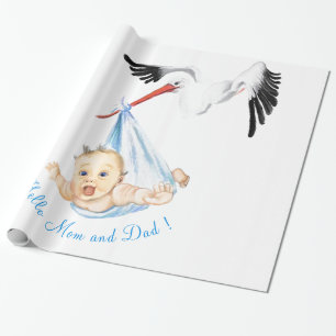 Papier Cadeau Bébé portant des cigognes - Dessin de dessins hu