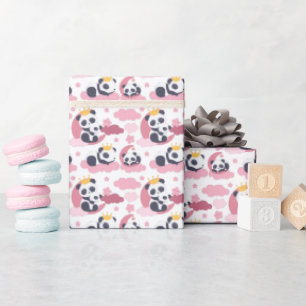 Papier Cadeau bébé princesse panda ours mignon