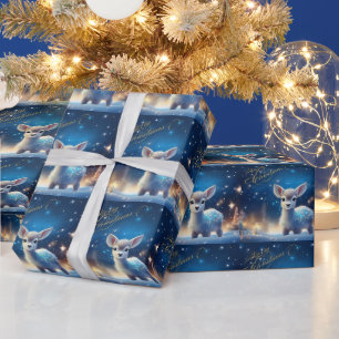 Papier Cadeau Bébé Reindeer avec joyeux voeux de Noël