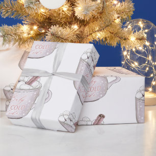 Papier Cadeau Bébé rose Il fait froid dehors Chocolat chaud 