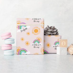Papier Cadeau Bébé Sun et Rainbow sur le chemin douche