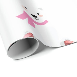 Papier Cadeau Bébée d'hiver de l'Ours polaire tendre rose