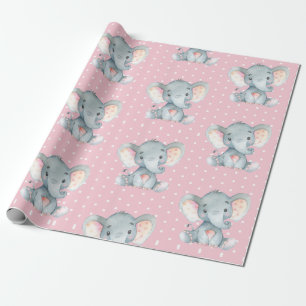 Papier Cadeau Bébée mignonne rose et gris