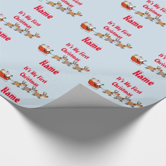 Papier Cadeau Bébés 1er Noël GIFTWRAP Funny Personnalisé (Coin)