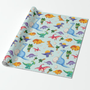 Papier Cadeau Bébés Dinosaures mignons   Bébé
