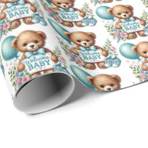 Papier Cadeau Bébés mignons garçons accueillent bébé
