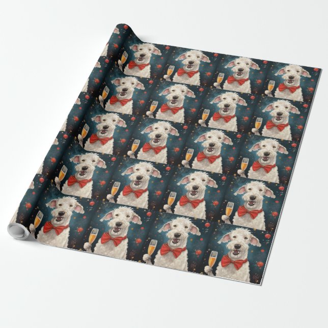 Papier Cadeau Bedlington Terrier Nouvel An (Déroulé)