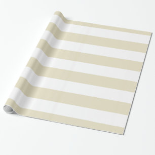Papier Cadeau Beige, motif rayures blanches XL