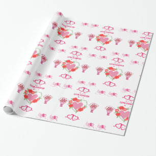 Papier Cadeau Belle Amour Coeurs thématiques et Rose