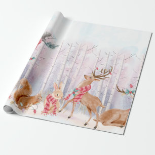 Papier Cadeau Belle aquarelle Bois/Animaux Motif