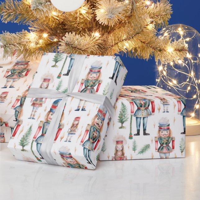 Papier Cadeau Belle Aquarelle Noisette de Noël (Vacances)