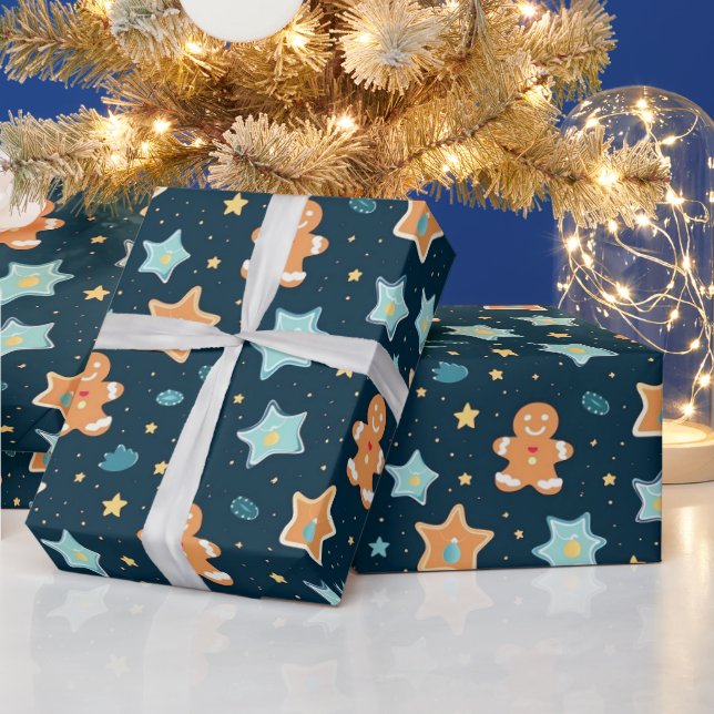 Papier Cadeau Belle aquarelle pain d'épices de Noël (Vacances)