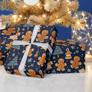 Papier Cadeau Belle aquarelle pain d'épices de Noël