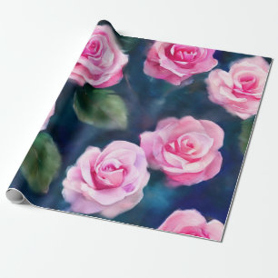 Papier Cadeau Belle Aquarelle Populaire Roses Roses Roses Roses 