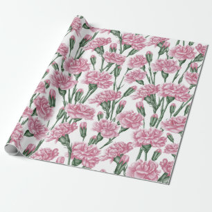 Papier Cadeau Belle aquarelle rose Fleurs de carnation