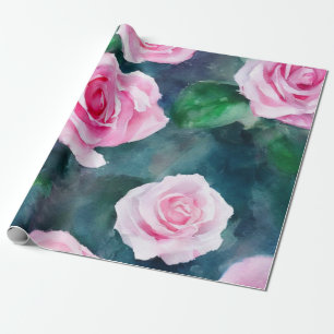Papier Cadeau Belle Aquarelle tendance Collection Roses roses ro