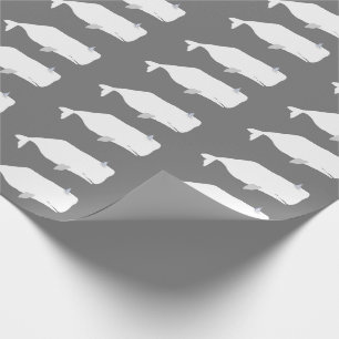 Papier Cadeau Belle baleine blanche Mer Océan gris neutre