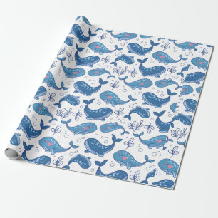 Papier Cadeau Belle baleine bleue