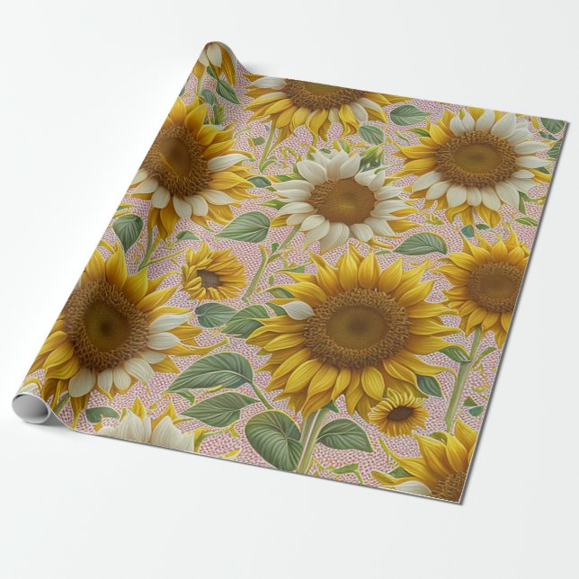 Papier Cadeau Belle collection de tournesol populaire (Déroulé)