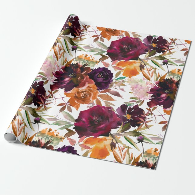Papier Cadeau Belle couleur automne papier d'enveloppement flora (Déroulé)