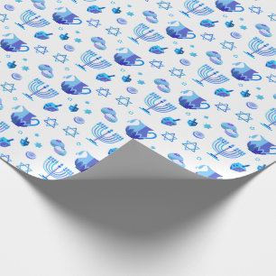 Papier Cadeau Belle décoration bleue de partie heureuse de