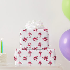 Papier Cadeau Belle et élégante Motif Floral Roses Rouges