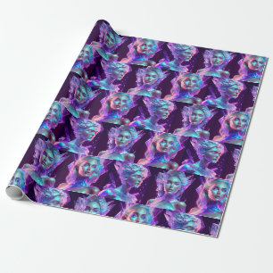 Papier Cadeau Belle femme en verre bleu et violet Icy