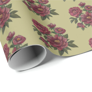 Papier Cadeau Belle gerbe florale peinte à la main