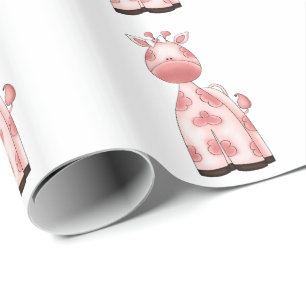 Papier Cadeau Belle girafe de rose de bébé