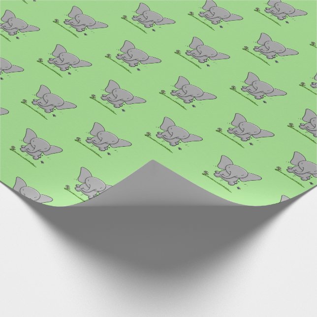 Papier Cadeau Belle illustration de saut d'éléphant bébé (Coin)