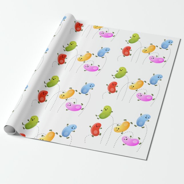 Papier Cadeau Belle jellybeans saut de dessin animé illustration (Déroulé)