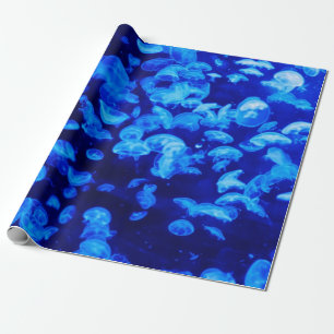 Papier Cadeau Belle méduse bleue