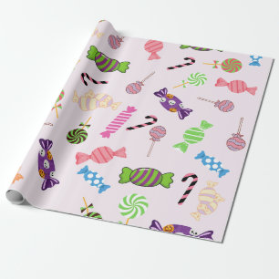 Papier Cadeau Belle mignonne motif fille Candy favorise rose