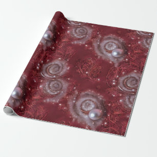 Papier Cadeau Belle perle rouge & blanc perlée velours Pearl