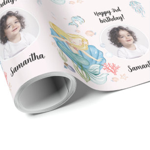 Papier Cadeau Belle photo personnalisée Texte Sirène sous la mer