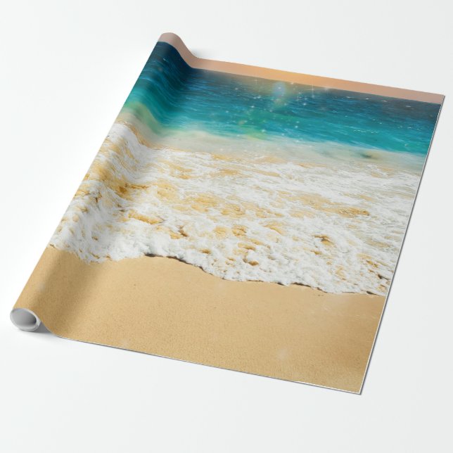 Papier Cadeau Belle plage d'été coucher de soleil (Déroulé)