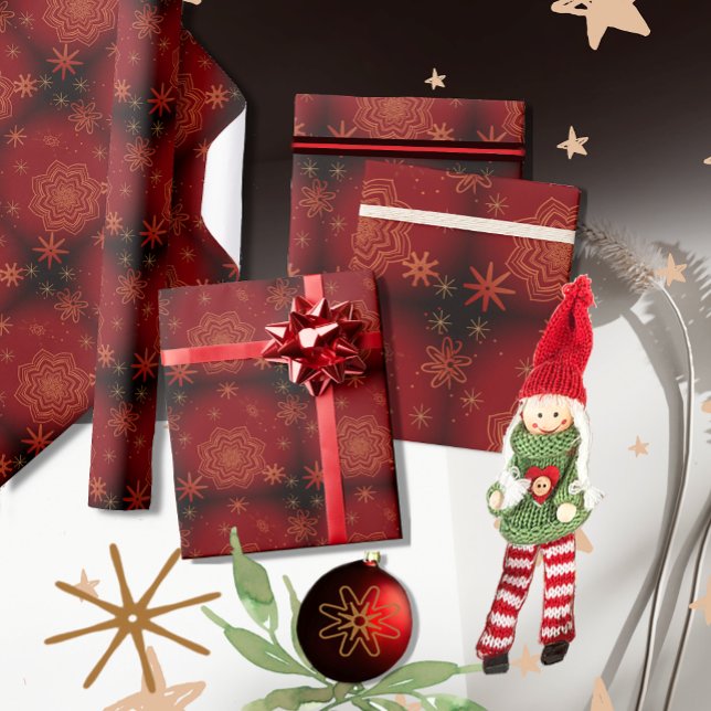 Papier Cadeau Belle Rouge, Bourgogne fleurie (Beautiful Red, Burgundy floral Wrapping Paper)