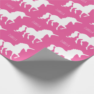 Papier Cadeau Belle silhouette rose personnalisée de licorne