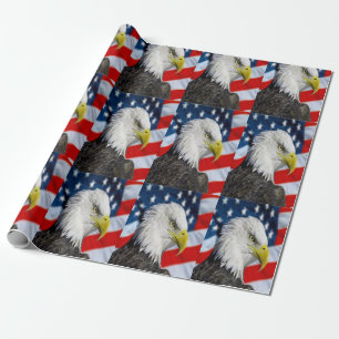 Papier Cadeau Belle tête et un drapeau américain 1 d'Eagle