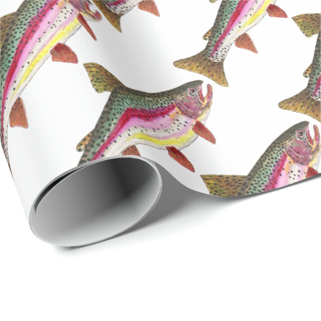 Papier Cadeau Belle truite arc-en-ciel pour les pêcheurs hommes  (Coin rond)
